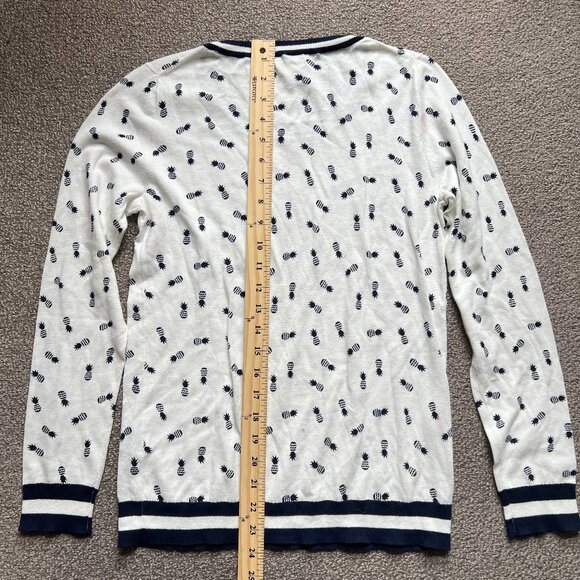 🍍J. Crew Pineapple Print Sweater Cotton Lightweight Preppy White Sweater | XS - Picture 7 of 8